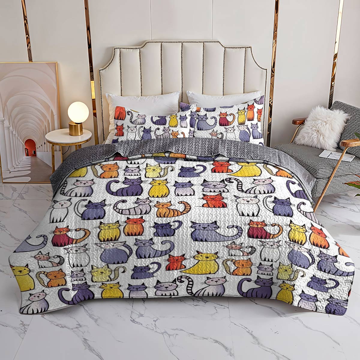 Shineful All Season Quilt 3-Piece Set Naughty Cats