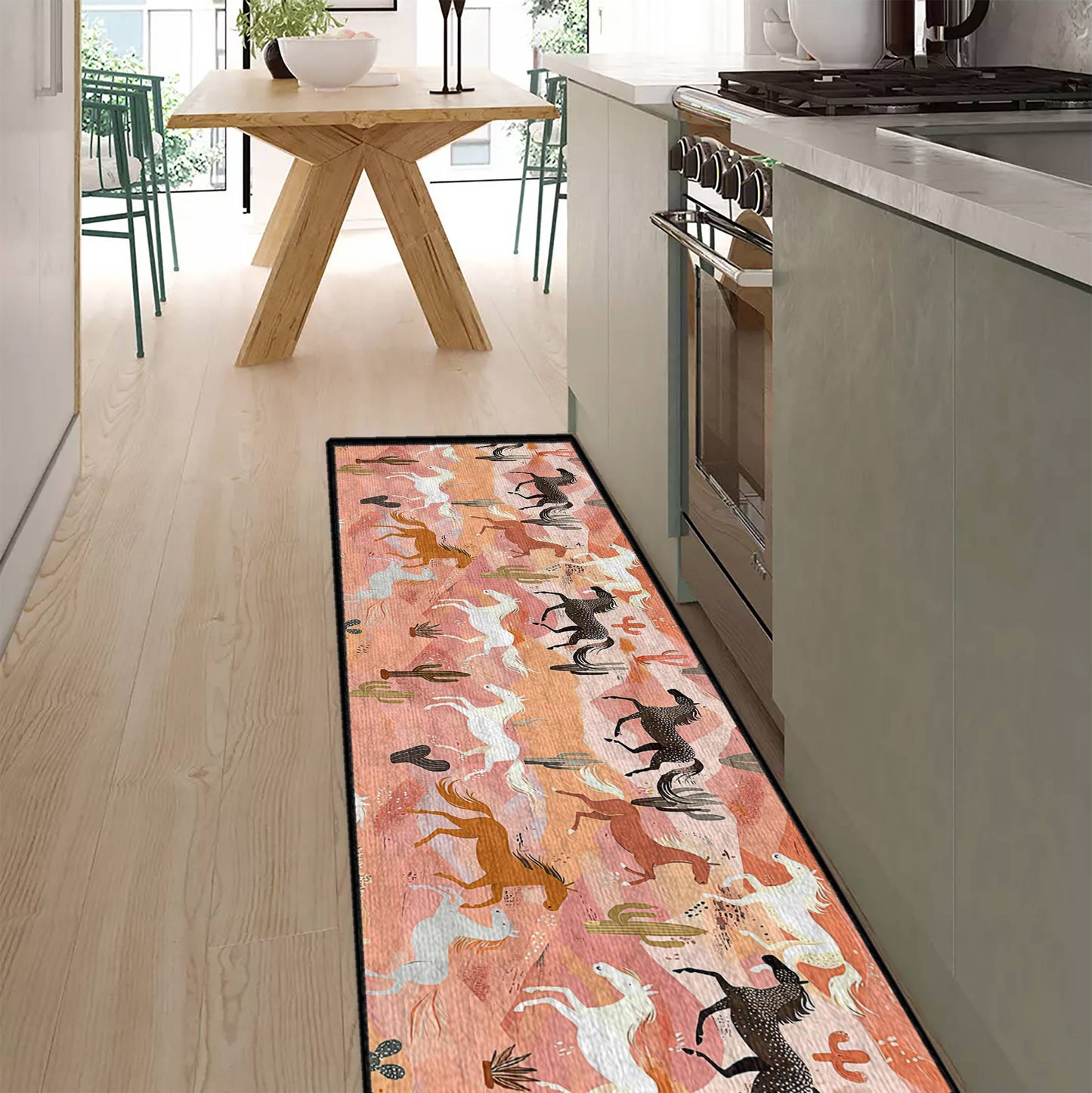 Shineful Ultra-Thin Non Skid Floor Mat, Kitchen Rugs Desert Gallop