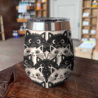 Cat 12 Oz Shineful™ Wine Tumbler Fat Cats Lk8 12Oz