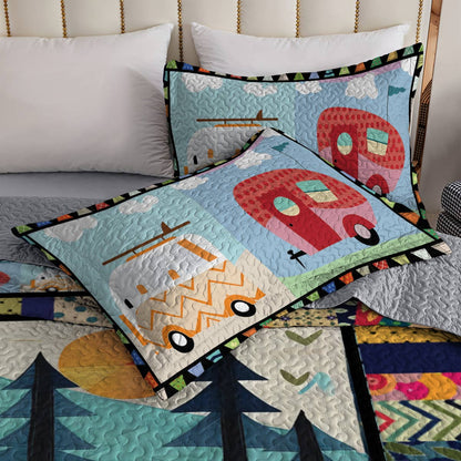 Shineful All Season Quilt 3-Piece Set Retro Camping