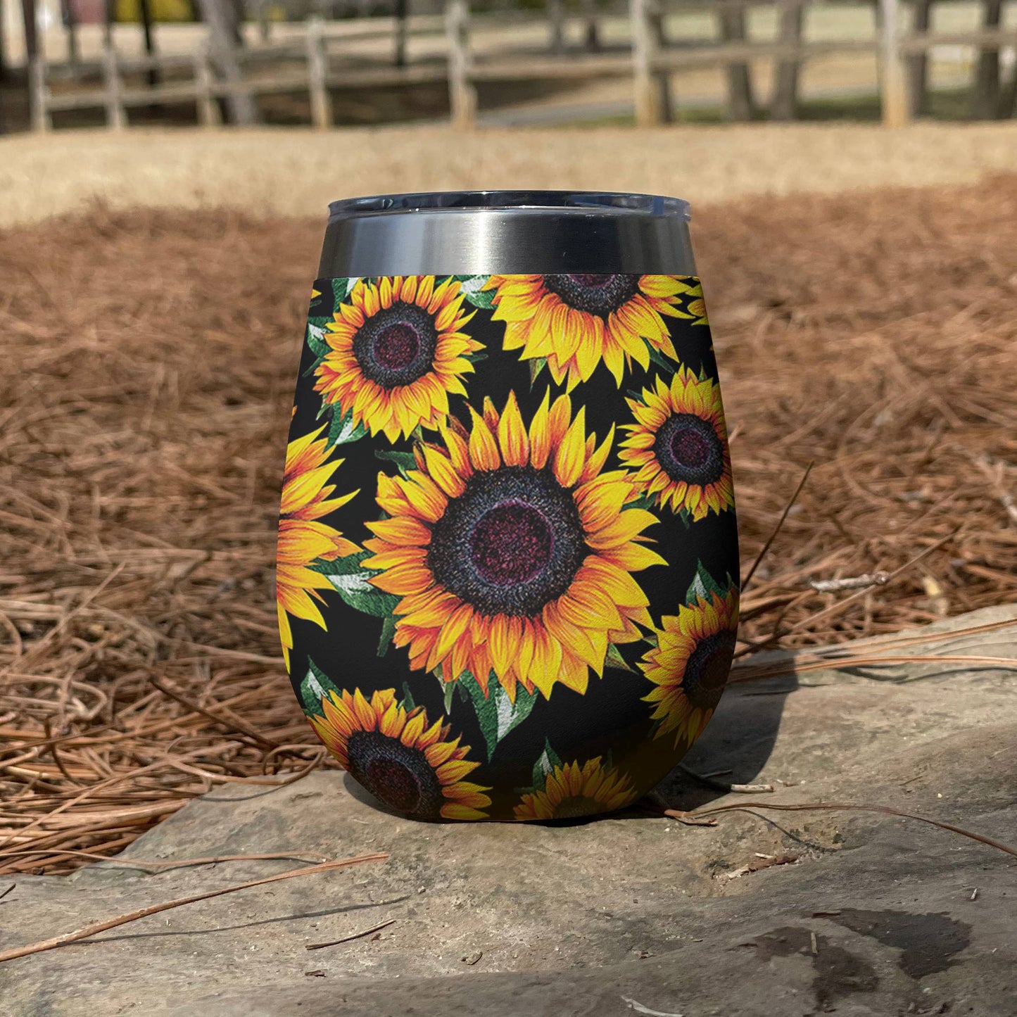 Shineful Wine Tumbler Brilliant Sunflowers