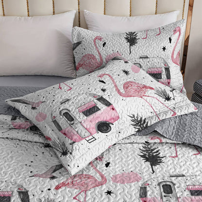 Shineful All Season Quilt 3-Piece Set Flamingo Trip