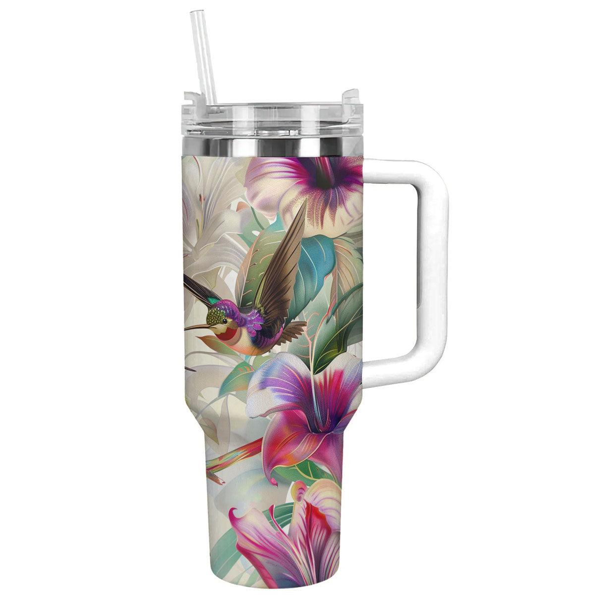 Shineful Tumbler Floral Hummingbirds Ver2