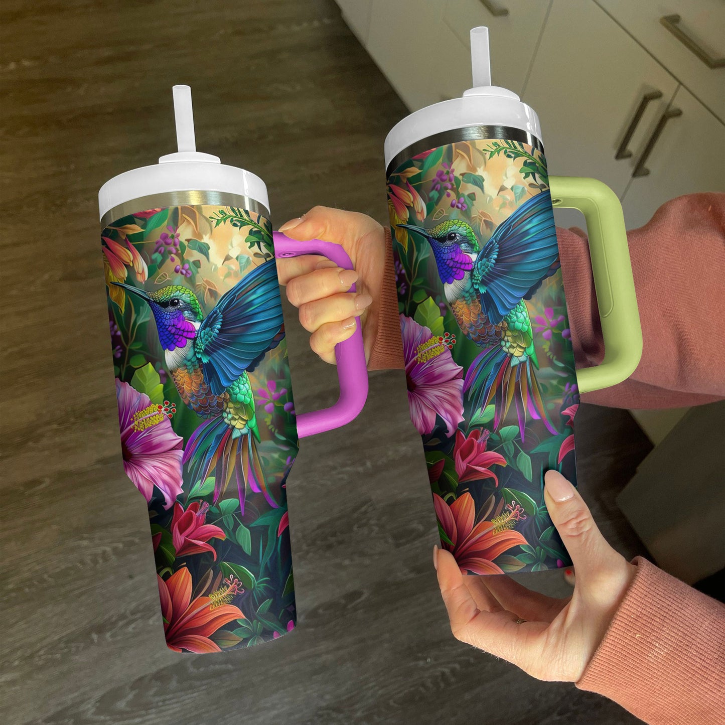 Shineful Tumbler Floral Hummingbird