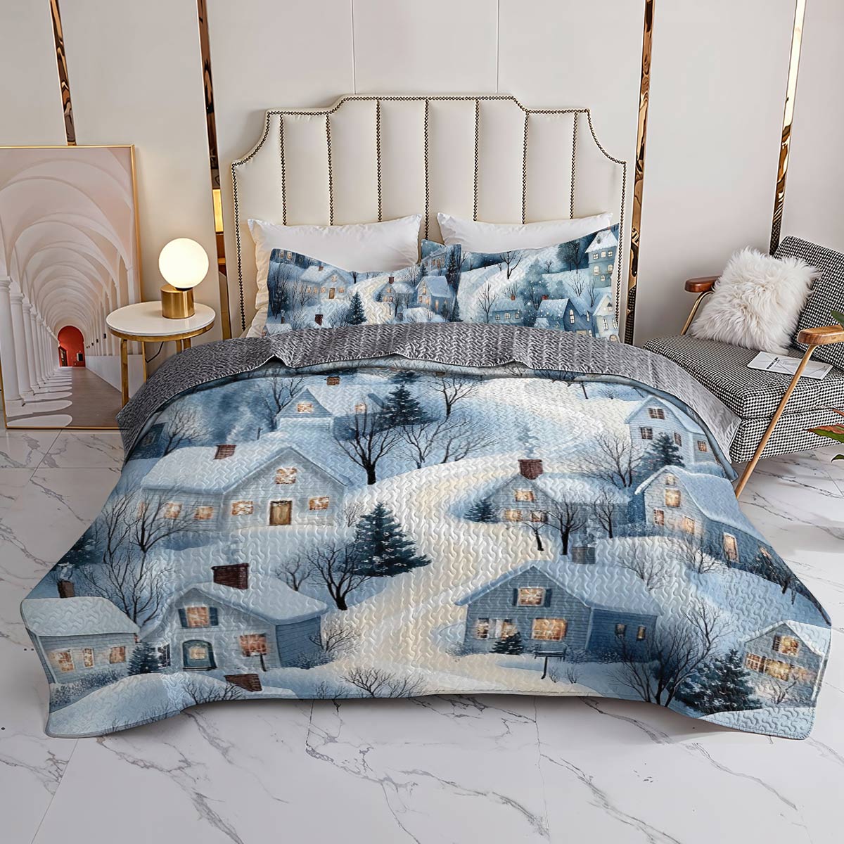 Shineful All Season Quilt 3-Piece Set Winter Village