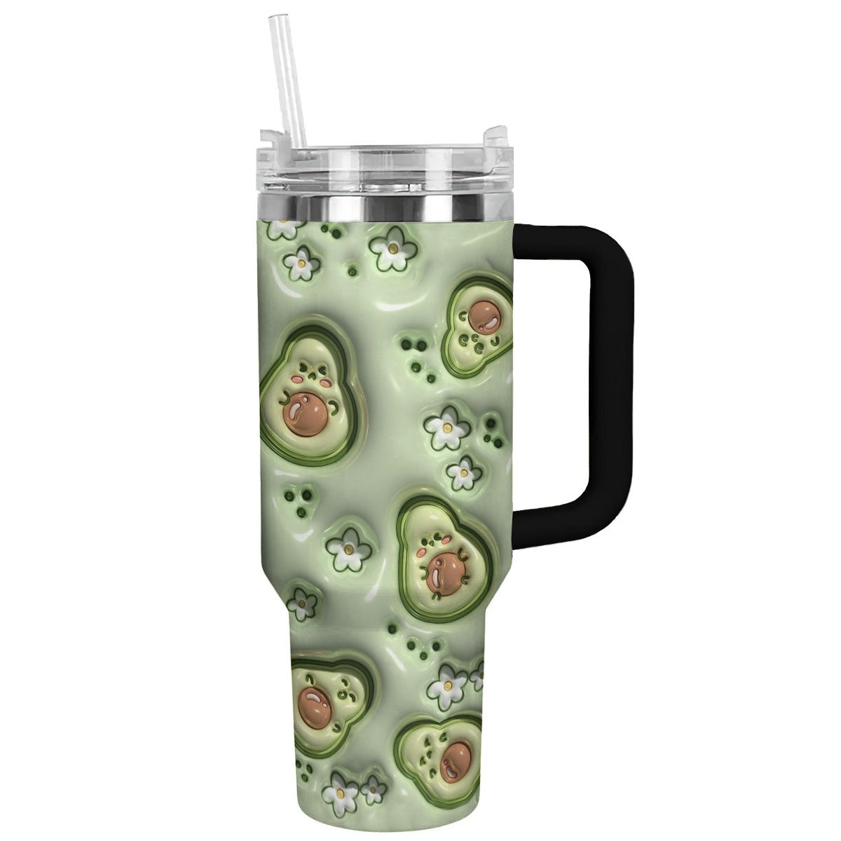 Avocado 40 Oz Shineful™ Tumbler Cute Avocados Lk8 Black 40Oz