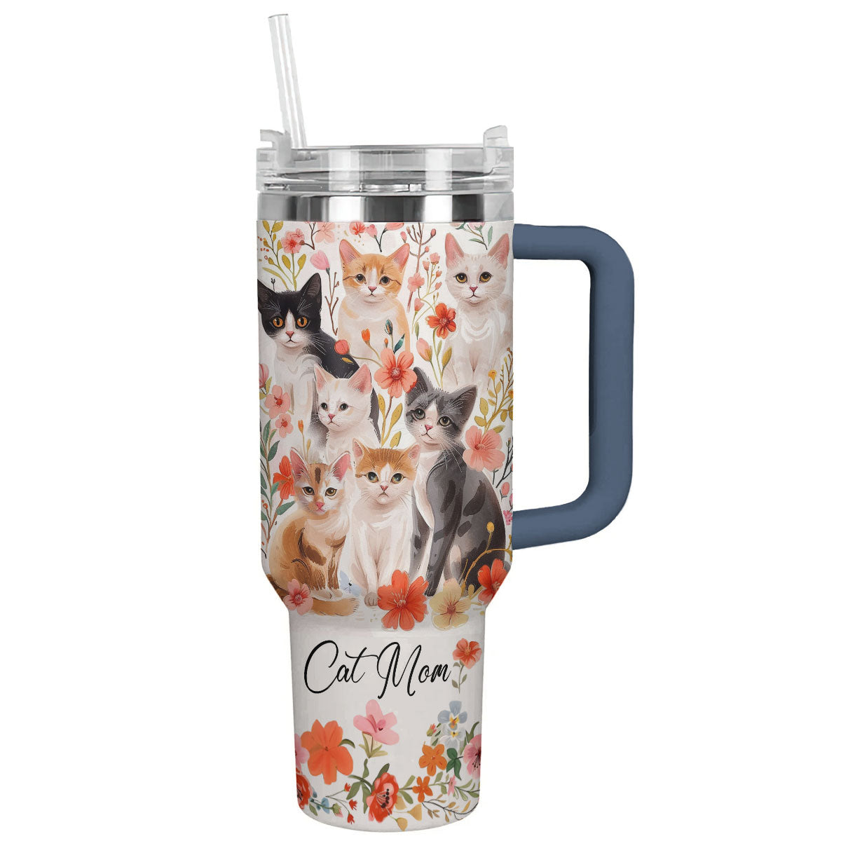 Cat 40 Oz Shineful™ Tumbler Floral Mom Lk8 Slategray 40Oz