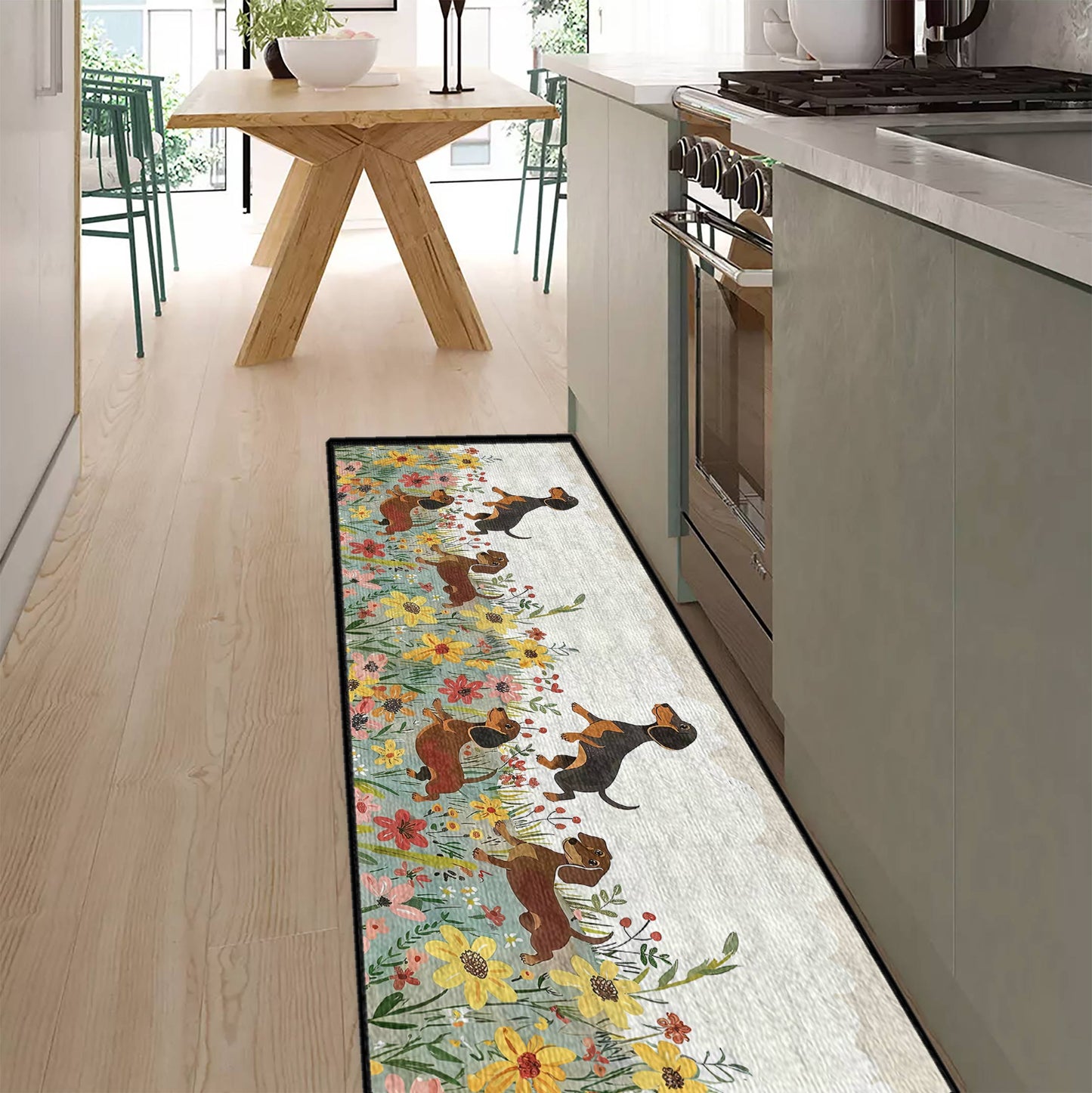 Shineful Ultra-Thin Non Skid Floor Mat, Kitchen Rugs Dachshund Delight