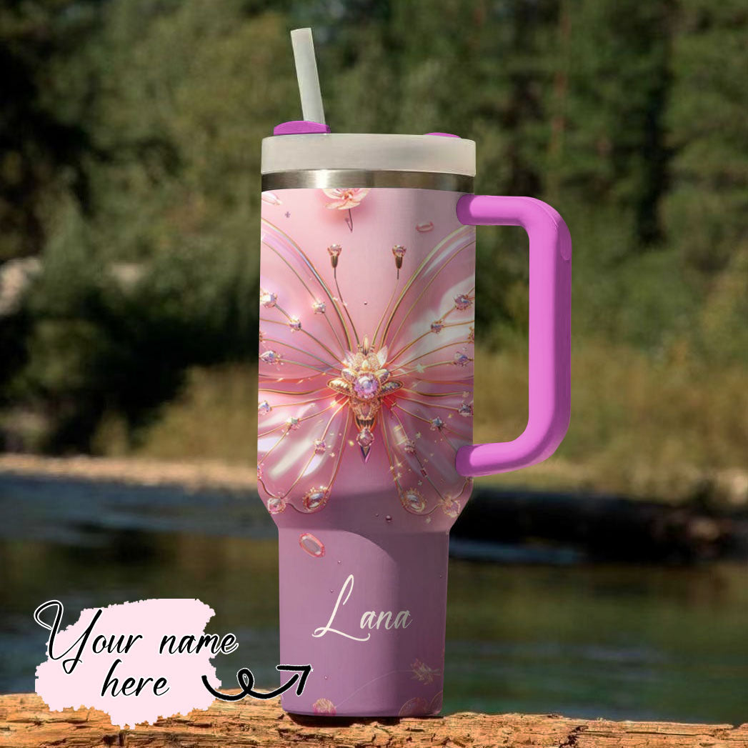 Shineful Glossy Tumbler Personalized Elegant Butterfly