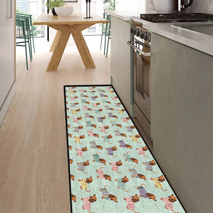 Shineful Ultra-Thin Non Skid Floor Mat, Kitchen Rugs Colorful Dachshunds