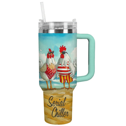 Chicken 40 Oz Shineful™ Tumbler Serial Chillers Lk8 Turquoise Blue 40Oz