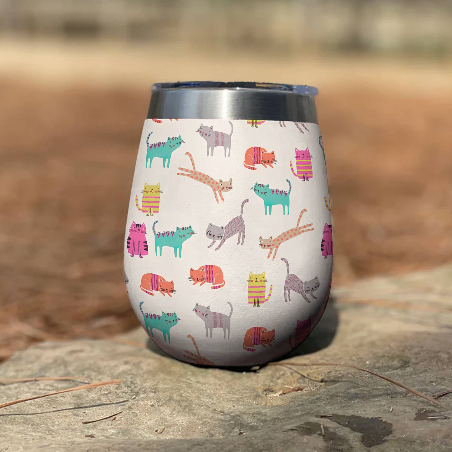 Shineful Wine Tumbler Colorful Cats