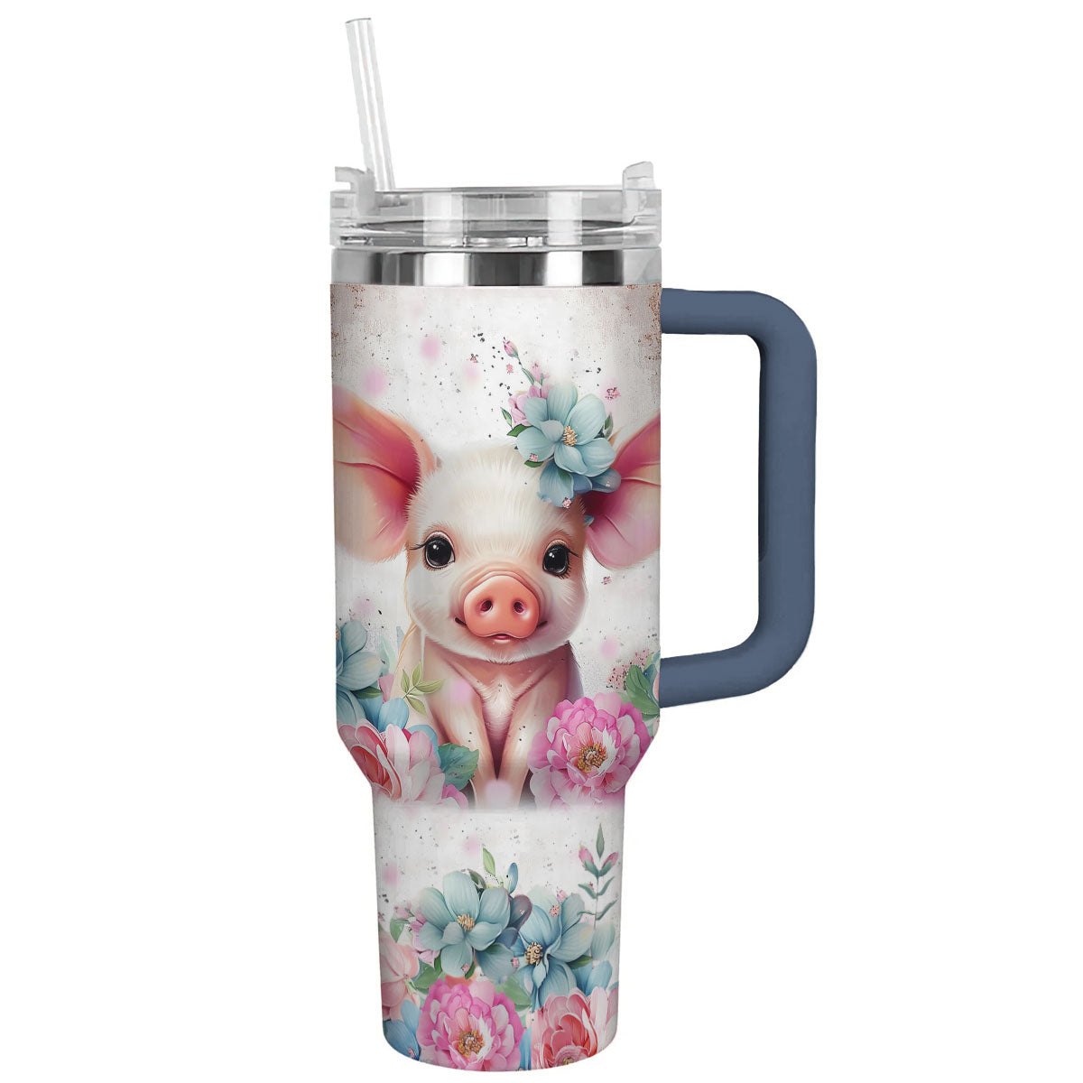 Pig 40 Oz Shineful™ Tumbler Floral Lk8 Navy 40Oz