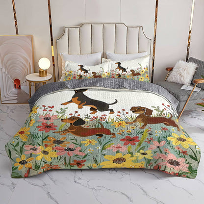 Shineful All Season Quilt 3-Piece Set Dachshund Delight