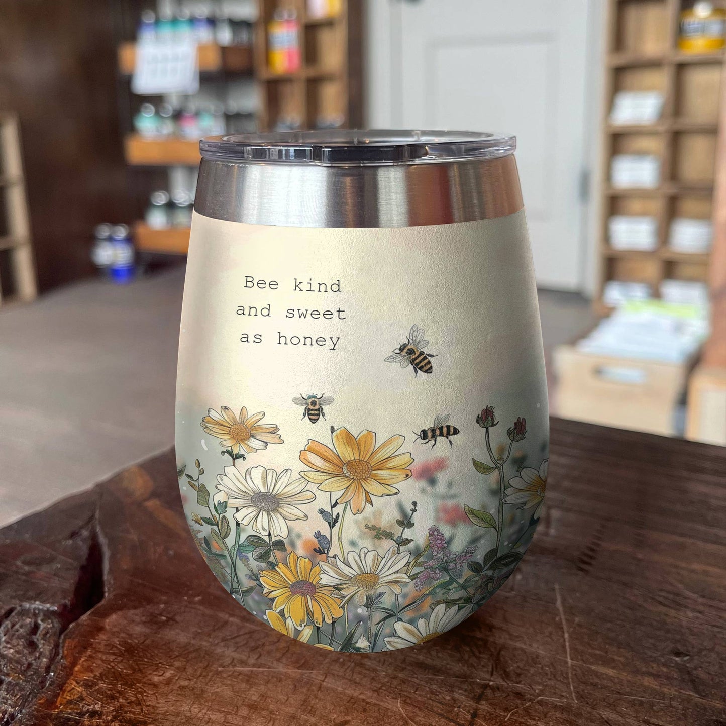 Shineful Wine Tumbler Bee Kind