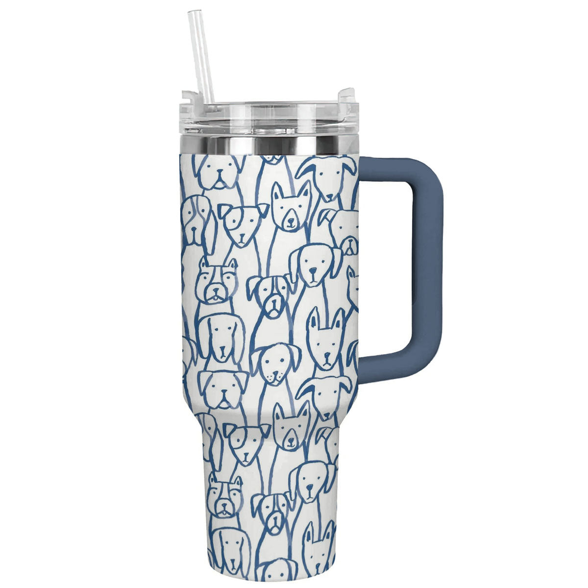 Dog 40 Oz Shineful™ Tumbler Cute Dogs Lk8 Navy 40Oz