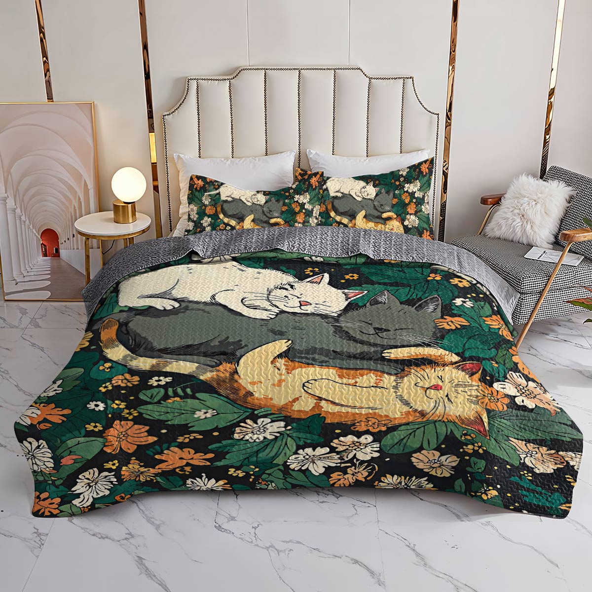 Shineful All Season Quilt 3-Piece Set Sleeping Cats