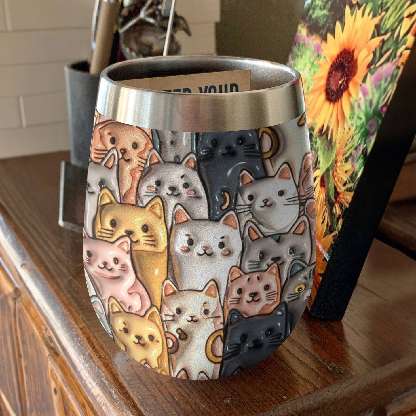 Shineful Wine Tumbler Cat Adorable Cats