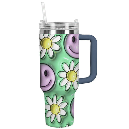 Retro 40 Oz Shineful™ Tumbler Smiling Daisies Lk8 Navy 40Oz