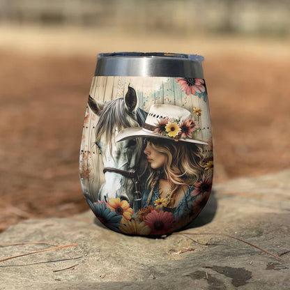 Shineful Wine Tumbler Girl with Horse