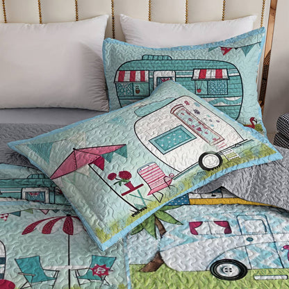 Shineful All Season Quilt 3-Piece Set Colorful Campervans