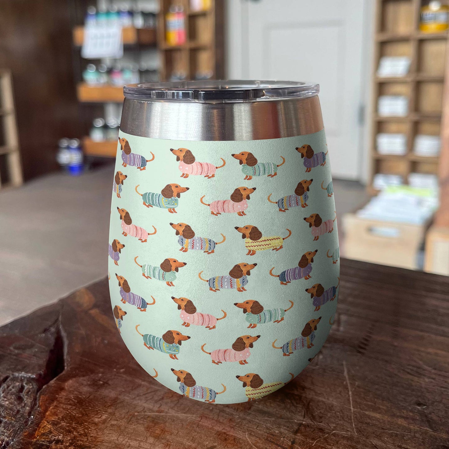 Dog 12 Oz Shineful™ Wine Tumbler Colorful Dachshunds Lk8 12Oz