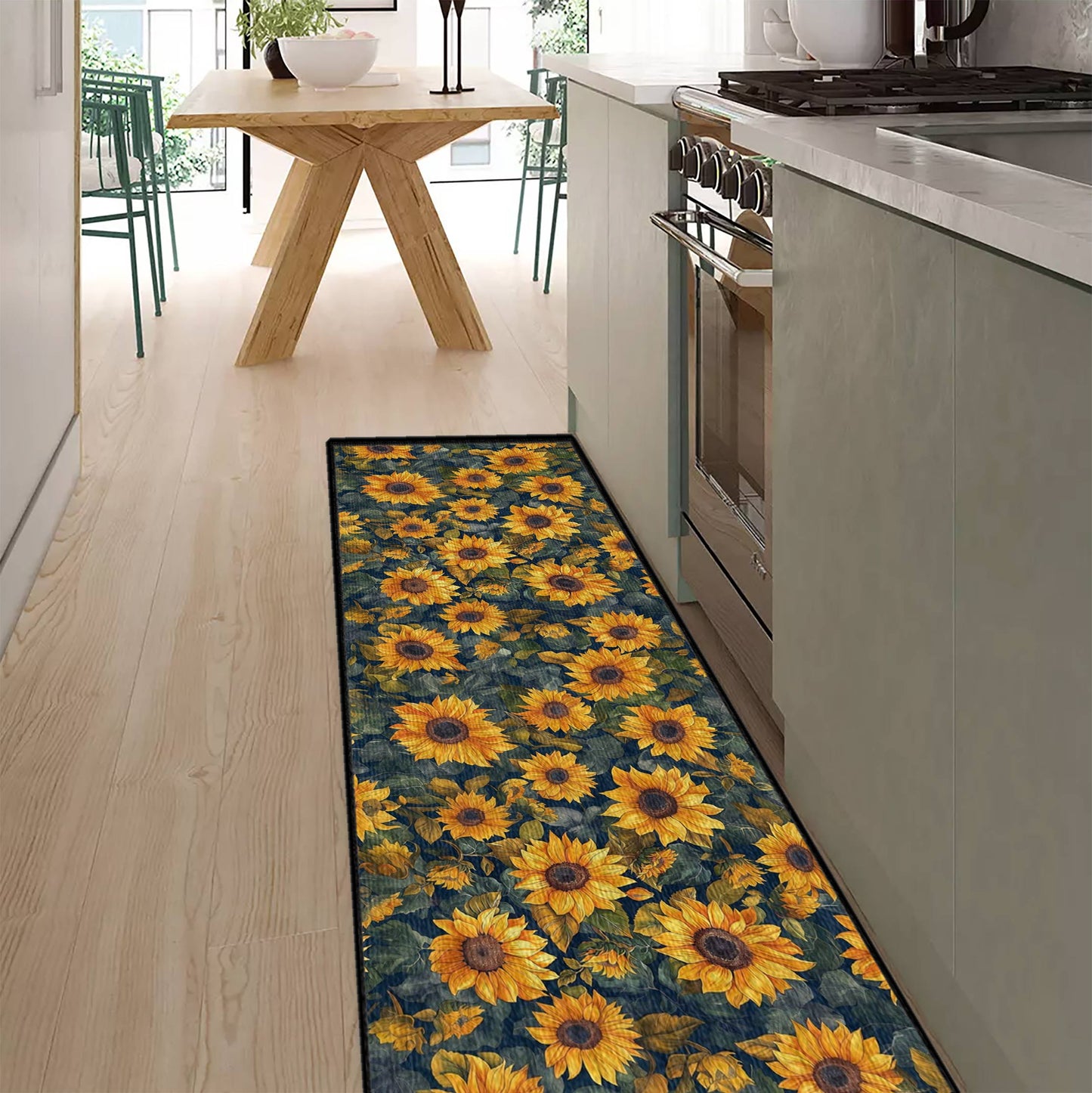 Shineful Ultra-Thin Non Skid Floor Mat, Kitchen Rugs Brilliant Sunflowers