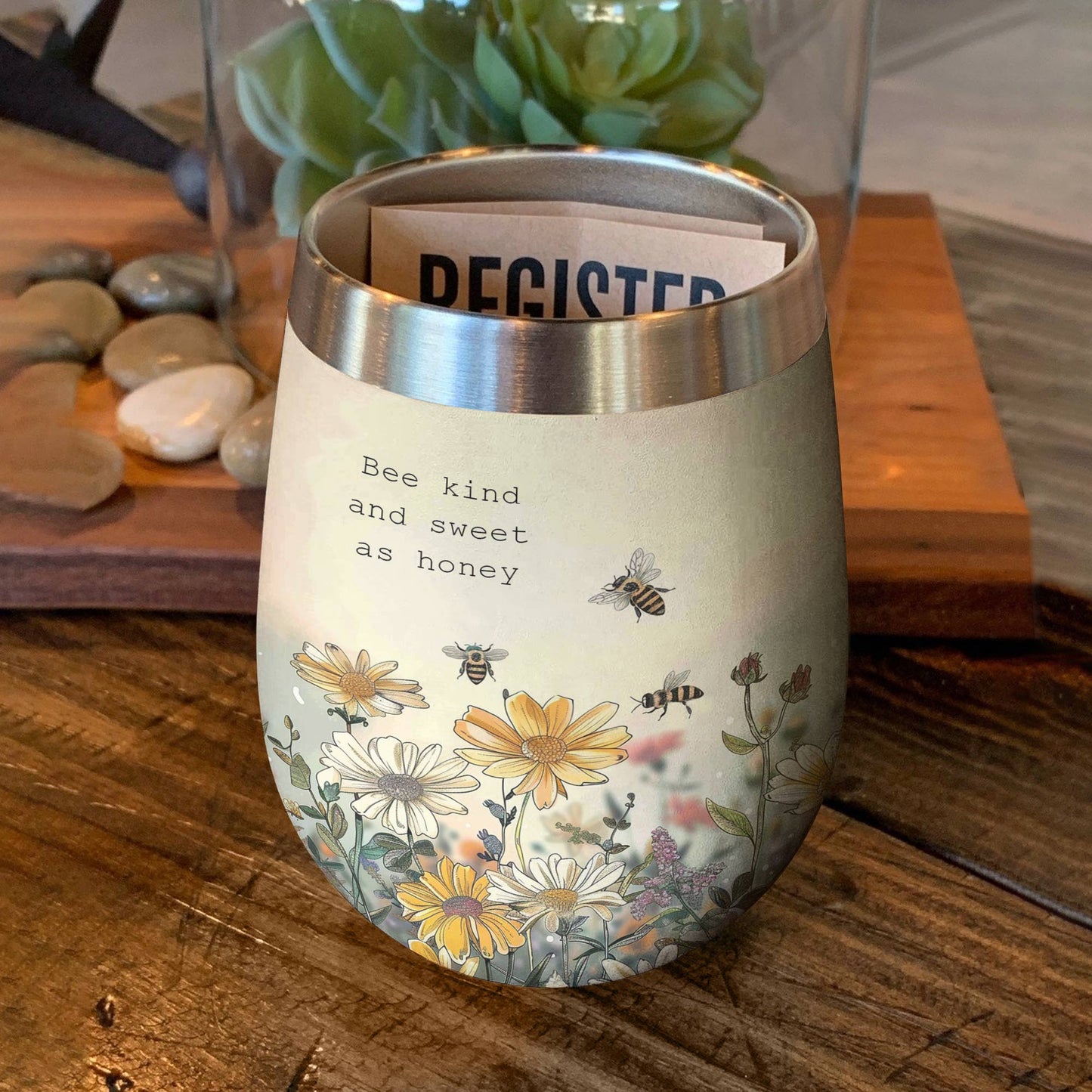 Shineful Wine Tumbler Bee Kind