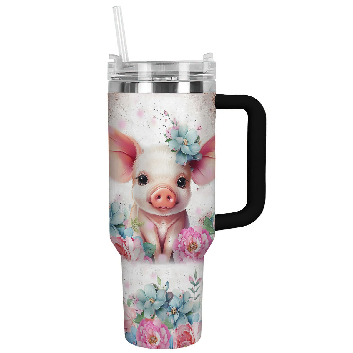 Pig 40 Oz Shineful™ Tumbler Floral Lk8 Black 40Oz