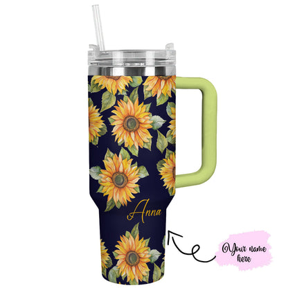 Sunflower 40 Oz Personalized Shineful™ Tumbler Lk8 Green 40Oz