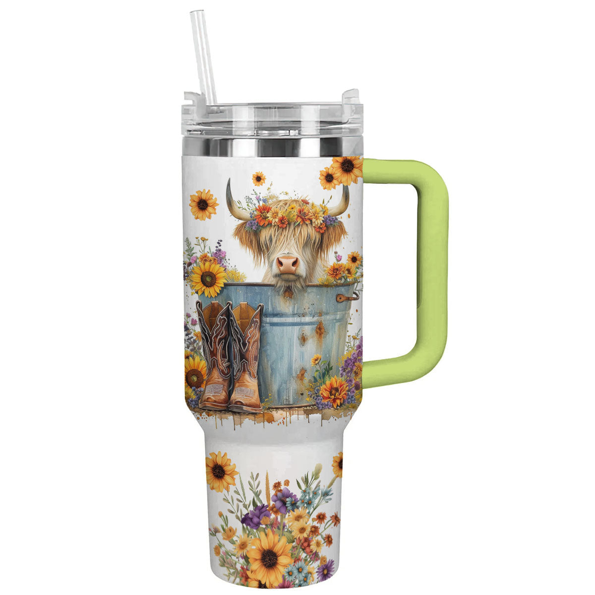 Cow 40 Oz Shineful™ Tumbler Floral Ver4 Lk8 40Oz