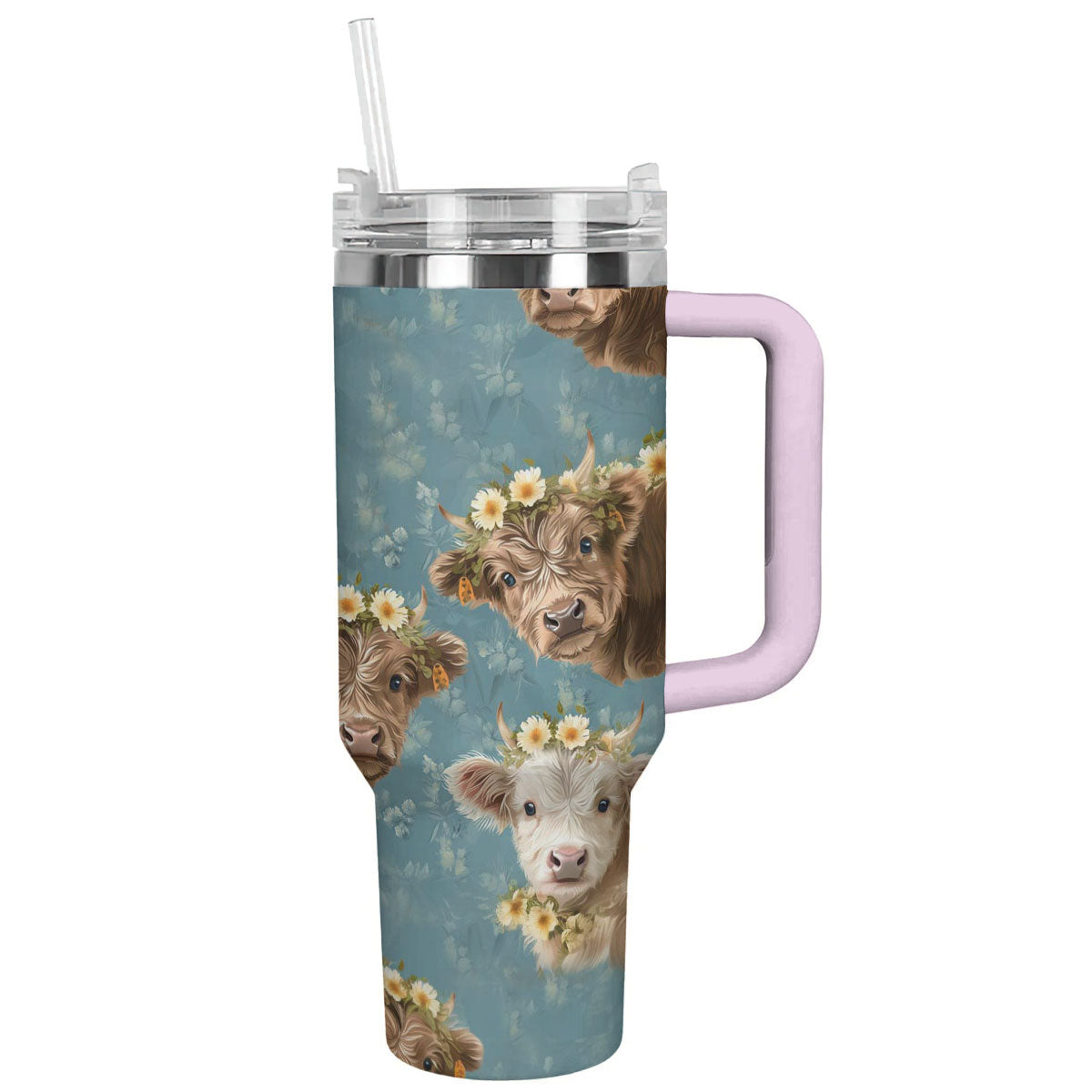 Cow 40 Oz Shineful™ Tumbler Floral Ver5 Lk8 Pink 40Oz