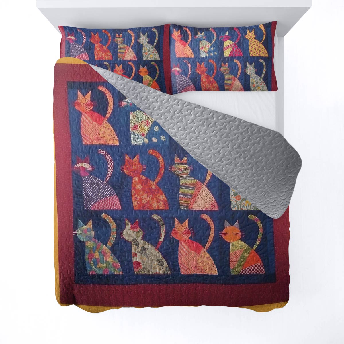 Shineful All Season Quilt 3-Piece Set Cat Friends