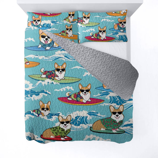 Shineful All Season Quilt 3-teiliges Set Corgi Vacation