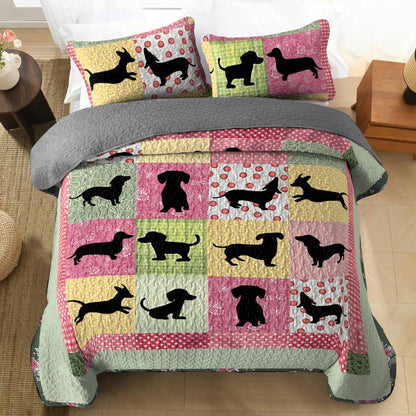 Shineful All Season Quilt 3-Piece Set Dachshund Friends