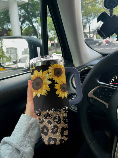 Sunflower 40 Oz Shineful™ Tumbler Sparkling Sunflowers Lk8 Navy 40Oz