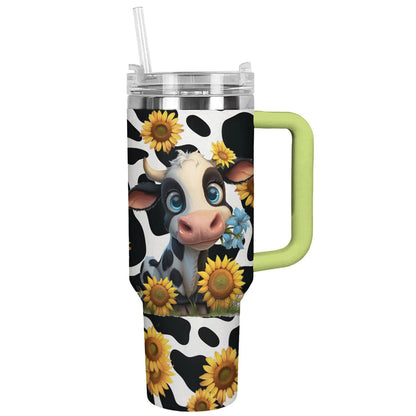 Cow 40 Oz Shineful™ Tumbler With Sunflowers Lk8 Green 40Oz