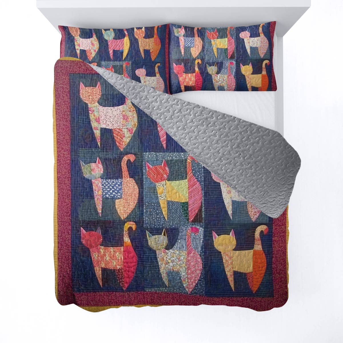 Shineful All Season Quilt 3-Piece Set Fancy Cats