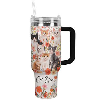 Cat 40 Oz Shineful™ Tumbler Floral Mom Lk8 40Oz