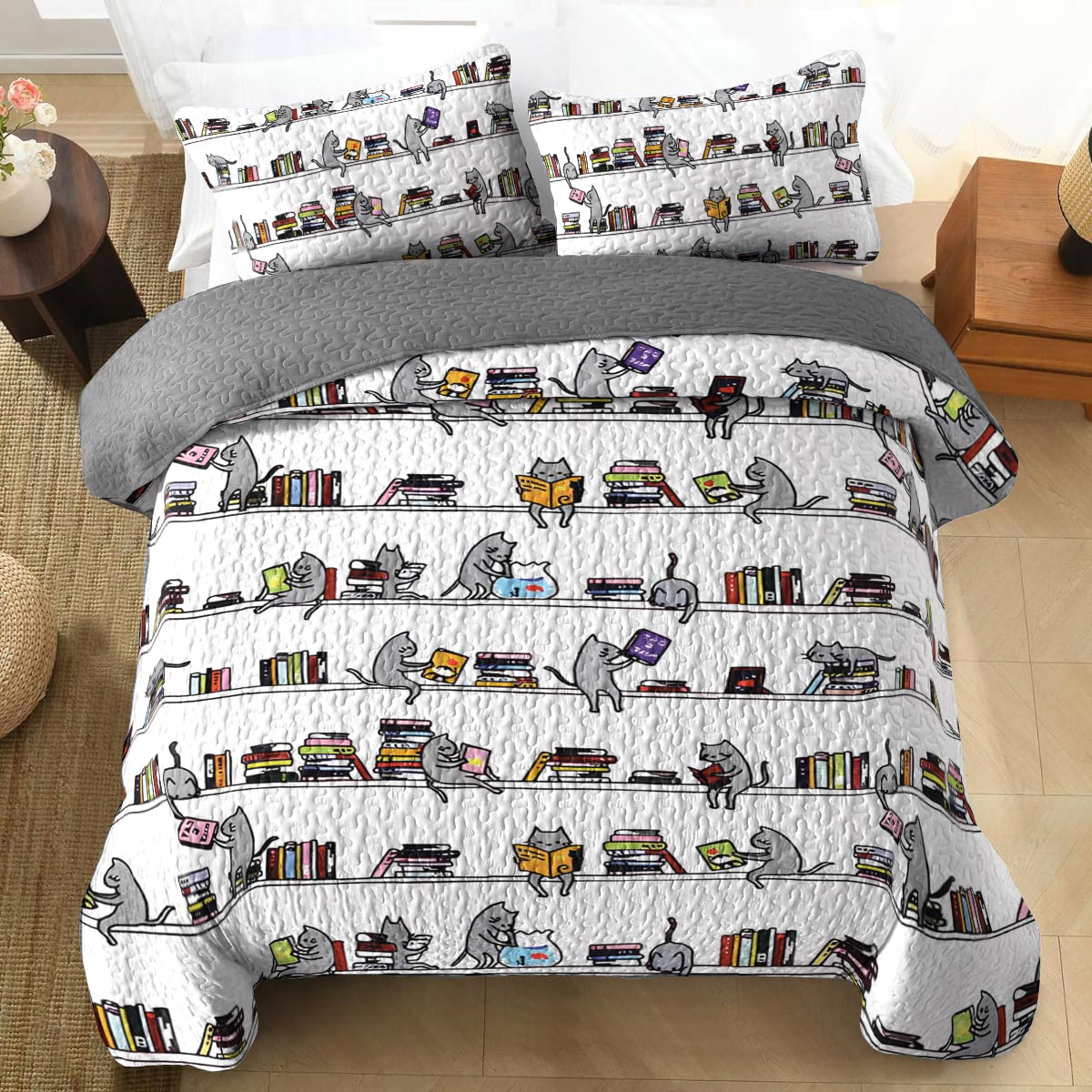 Shineful All Season Quilt 3-Piece Set Curious Cats