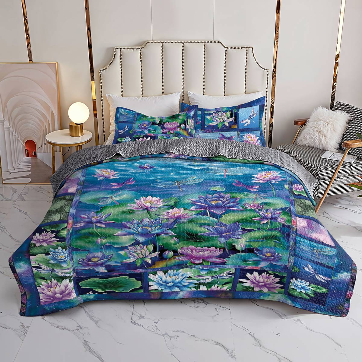 Shineful All Season Quilt 3-Piece Set Lilypad Serenity