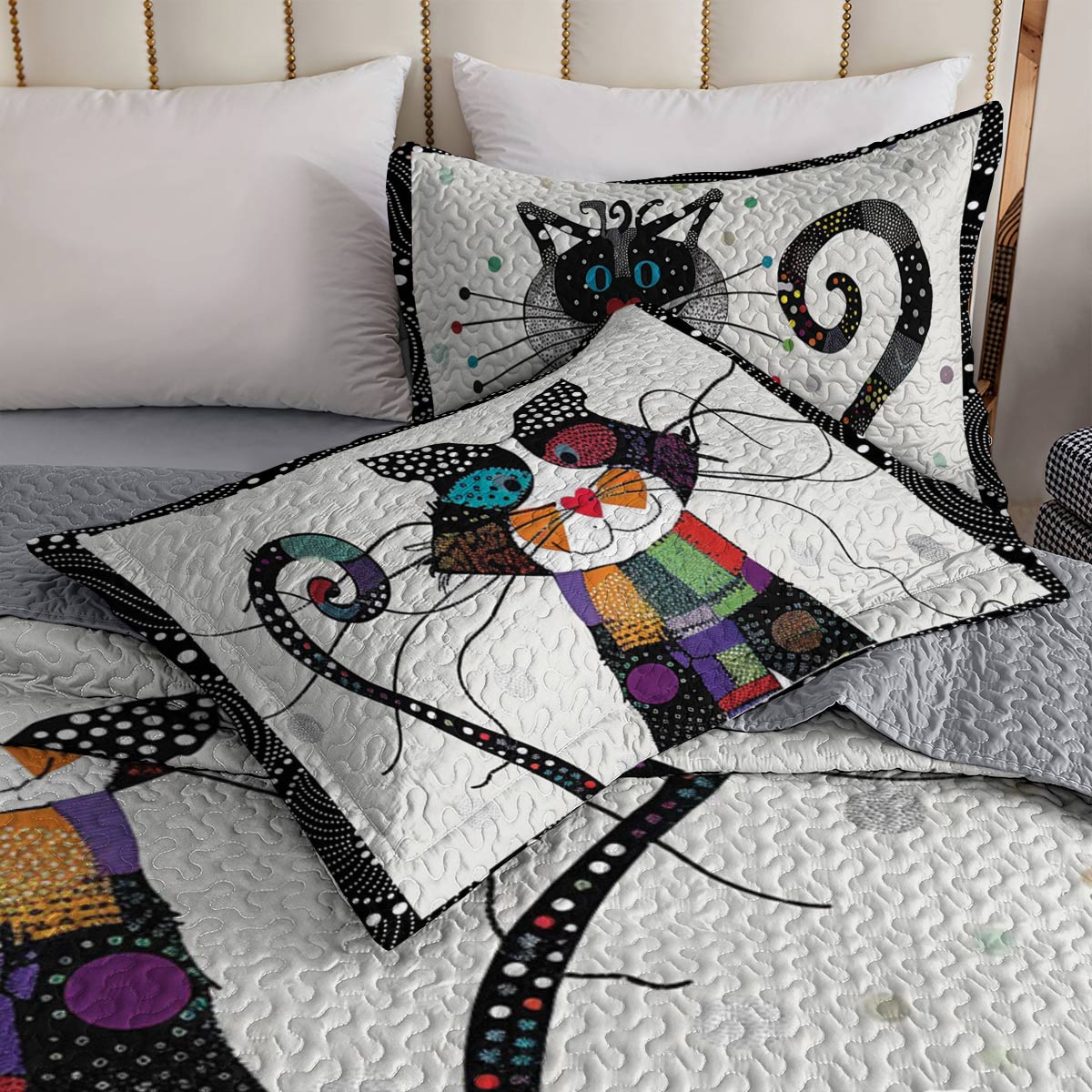 Shineful All Season Quilt 3-Piece Set Funny Cat