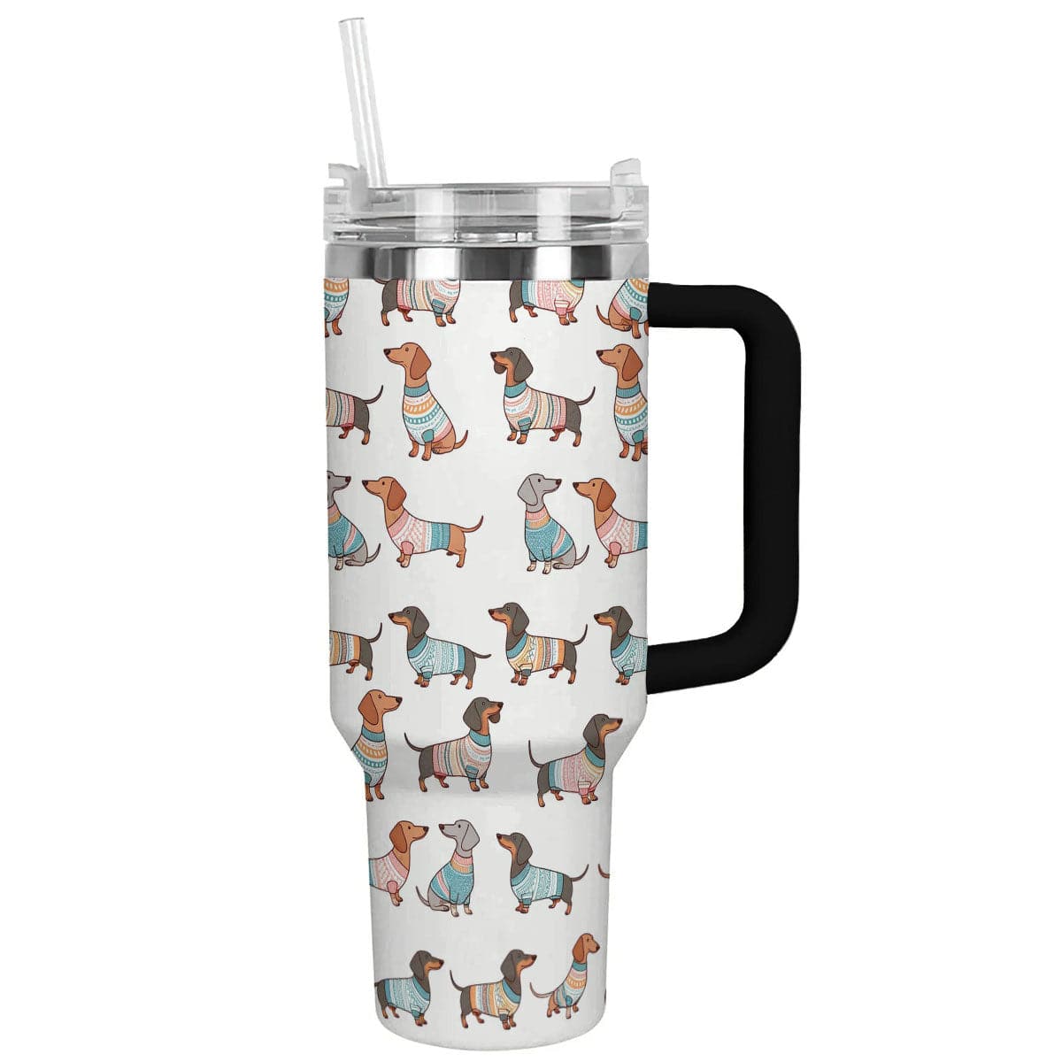 Dog 40 Oz Shineful™ Tumbler Playful Dachshunds Lk8 Black 40Oz