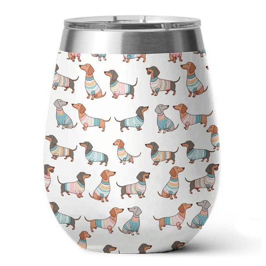 Dog 12 Oz Shineful™ Wine Tumbler Playful Dachshunds Lk8 12Oz