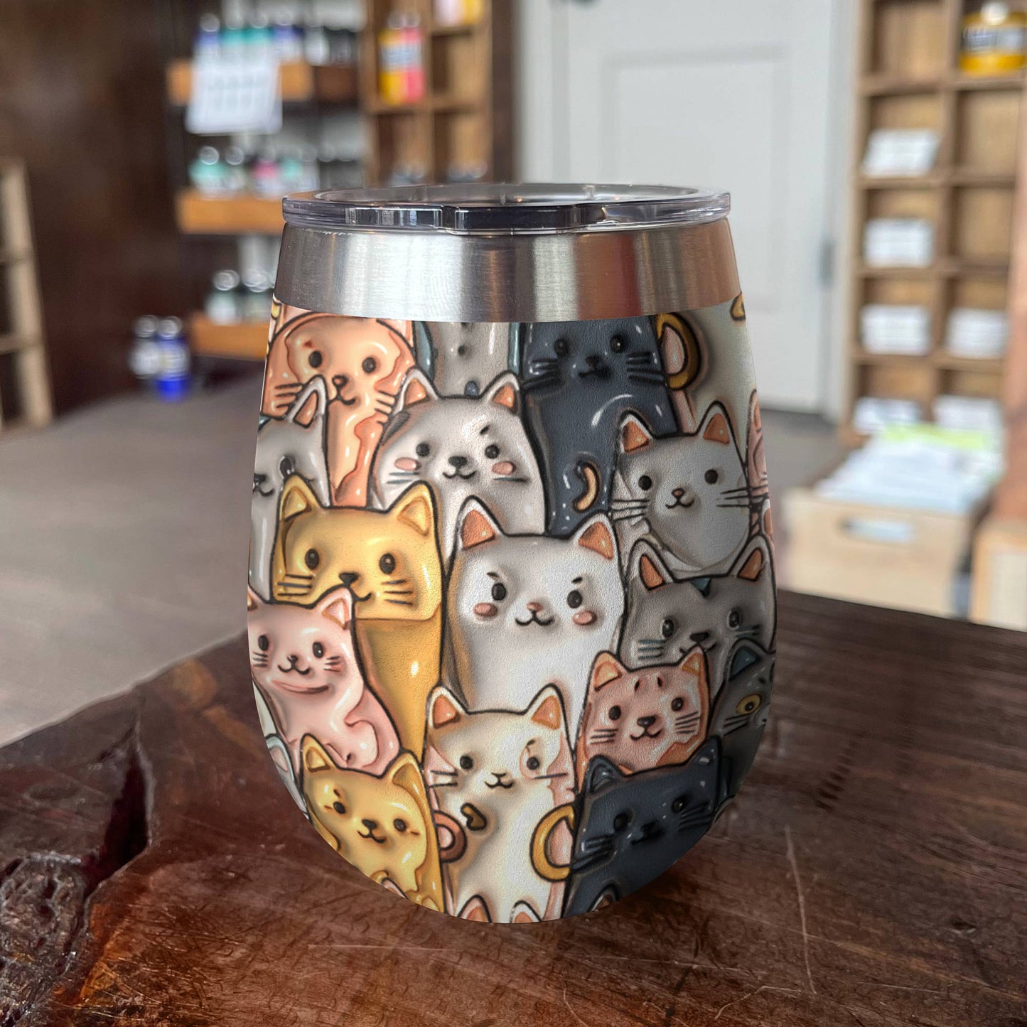 Shineful Wine Tumbler Cat Adorable Cats