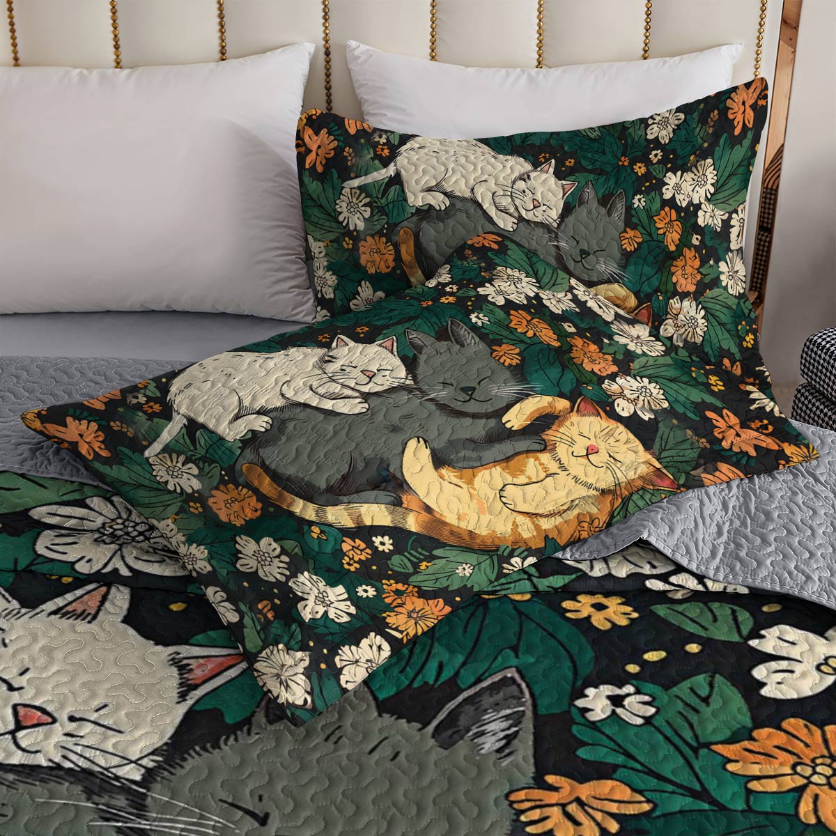 Shineful All Season Quilt 3-Piece Set Sleeping Cats