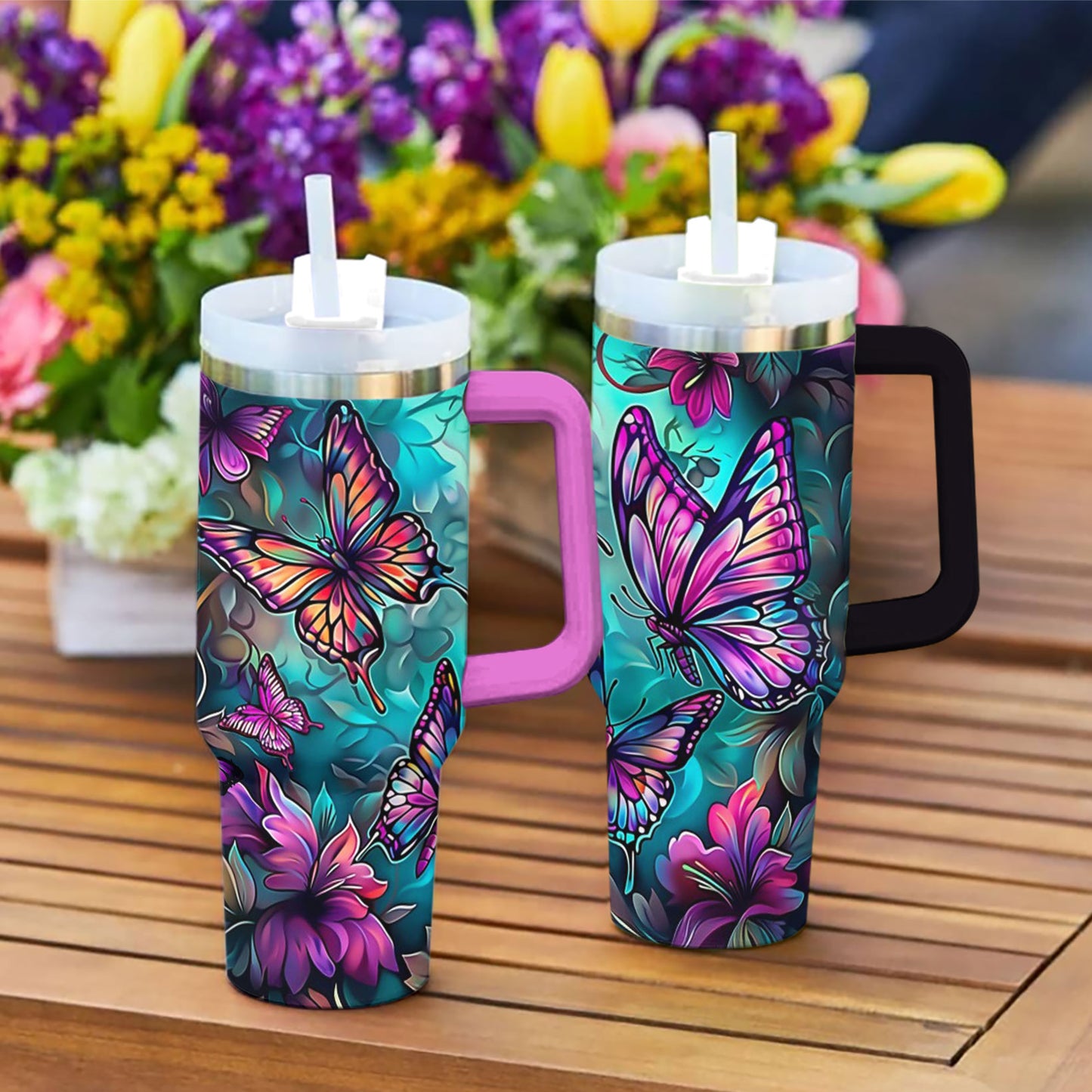 Shineful Glossy Tumbler Vibrant Butterflies