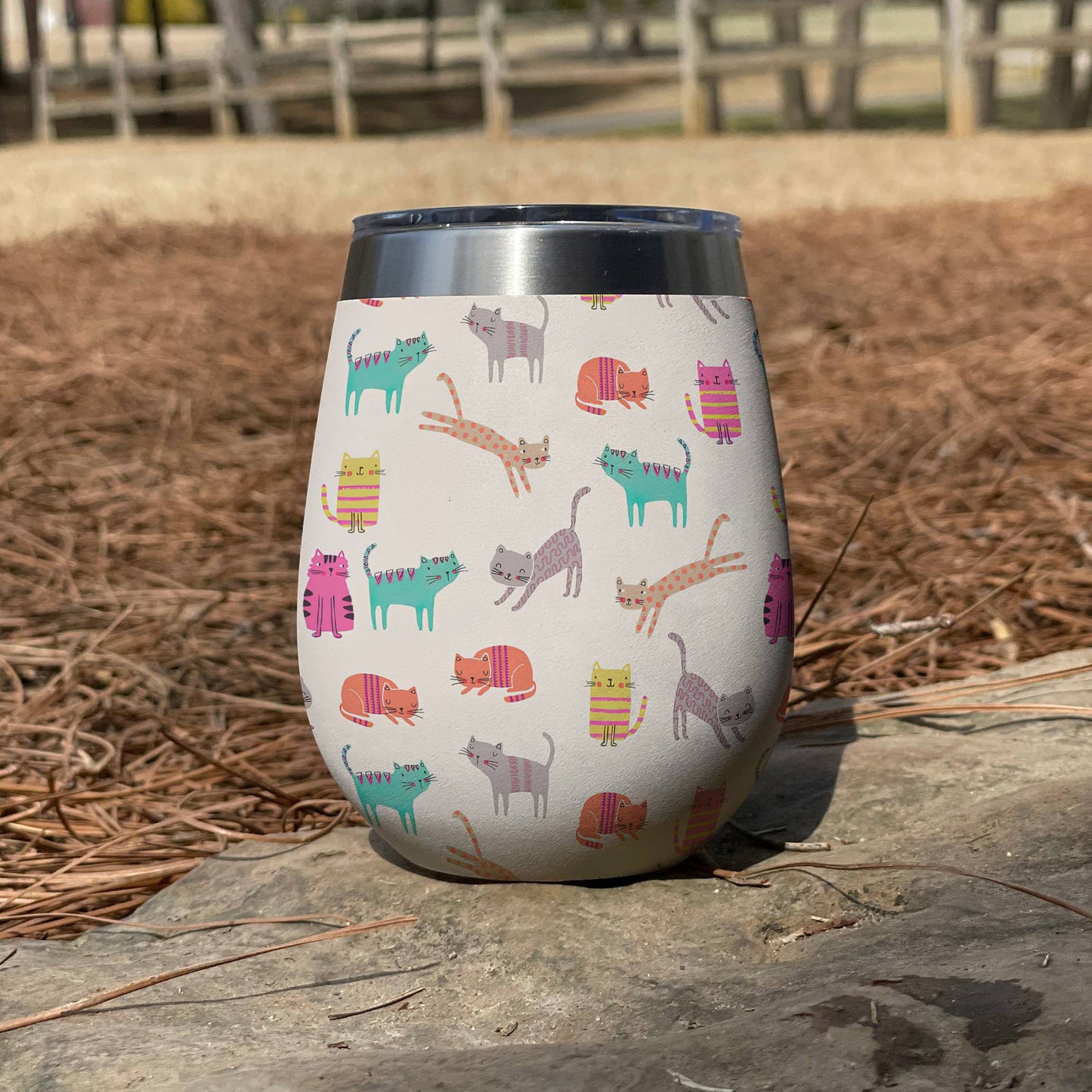 Shineful Wine Tumbler Colorful Cats