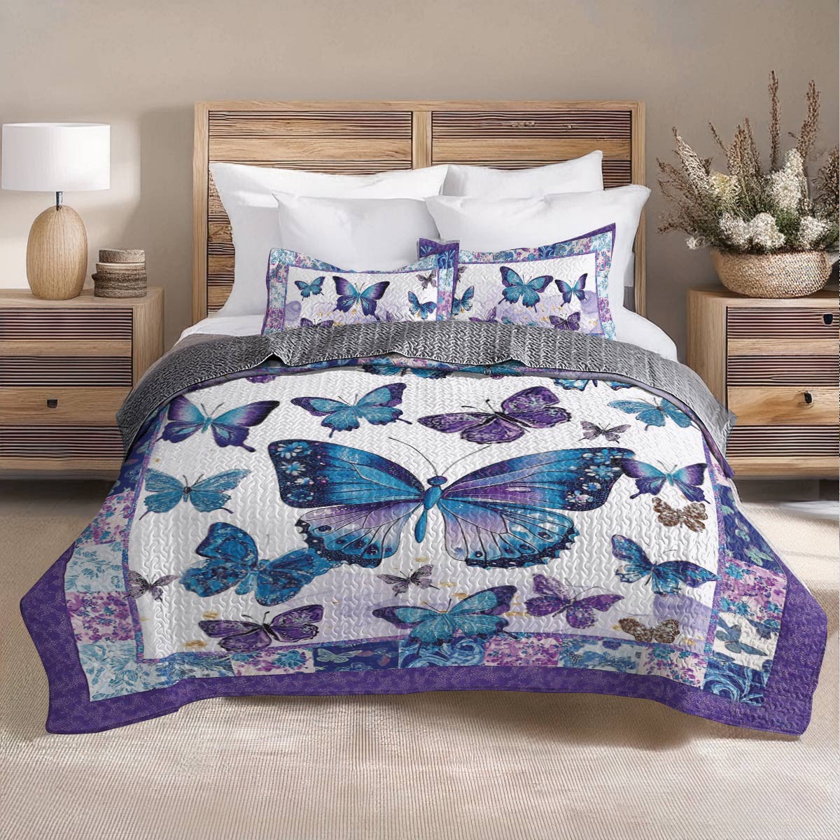 Shineful All Season Quilt 3-Piece Set Butterfly Blossom