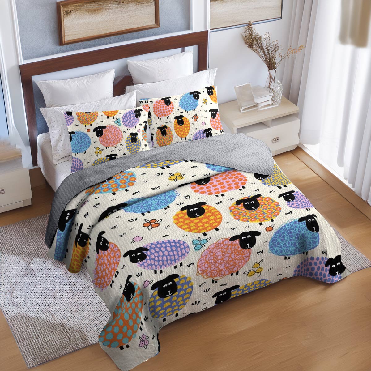 Shineful All Season Quilt 3-Piece Set Dreamy Sheep